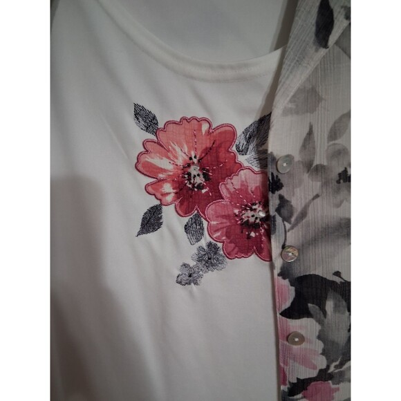 Women's Alfred Dunner Petite 3/4 Sleeve Blouse W/attached Tank Size 10P - Picture 3 of 7